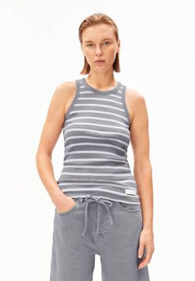 KANITAA STRIPES TOP | silber melange-weiß