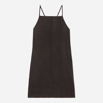 The Linen Apron Dress | Black