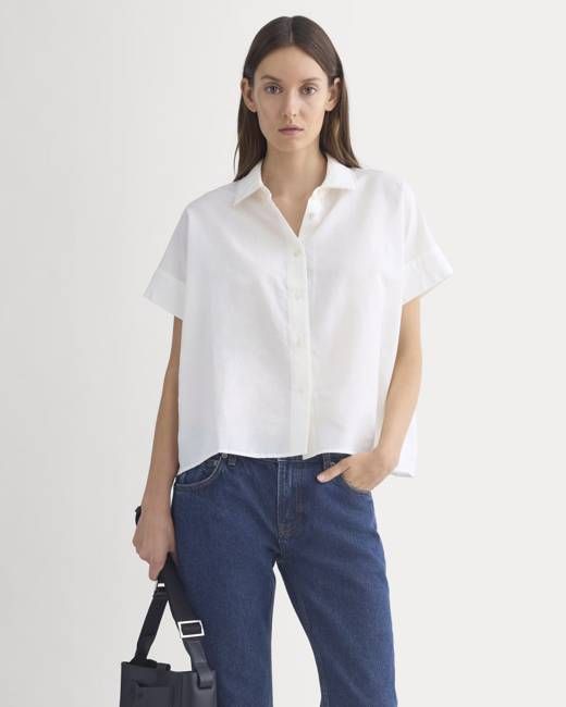 Scalloped-Collar Square Shirt | Bone