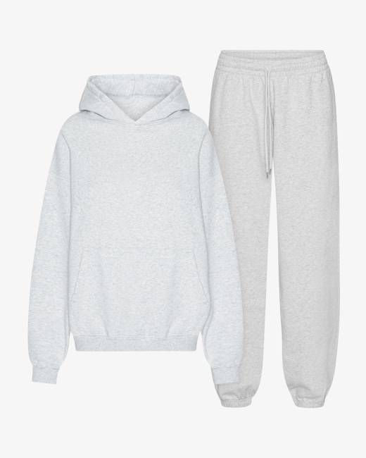 Organic Relaxed Hood Sweatsuit - Snow Melange