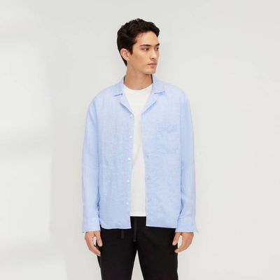 The Relaxed Linen Long-Sleeve Shirt | Light Blue