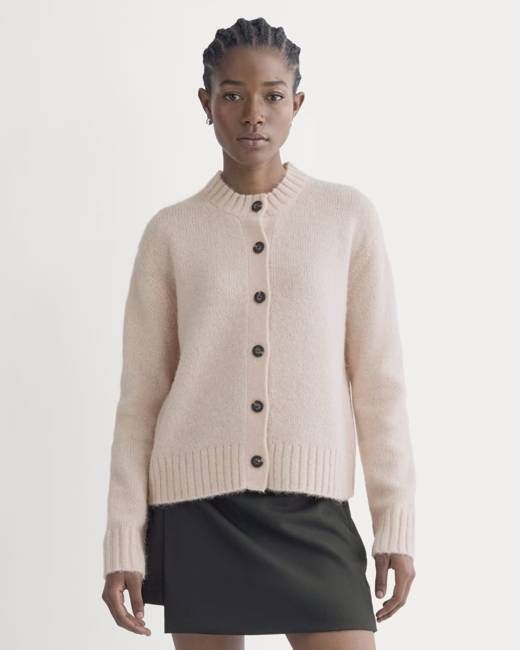 The Crew Cardigan in Alpaca | Soft Rose