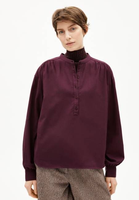 EFINARAA BRUSHED BLOUSE | dark cranberry