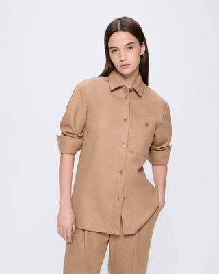 Archive Womens Recycled Wool Long-Sleeve Shirt—Desert Camel