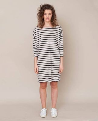 Sophie-Sue Organic Cotton Dress In Bone Marl & Black