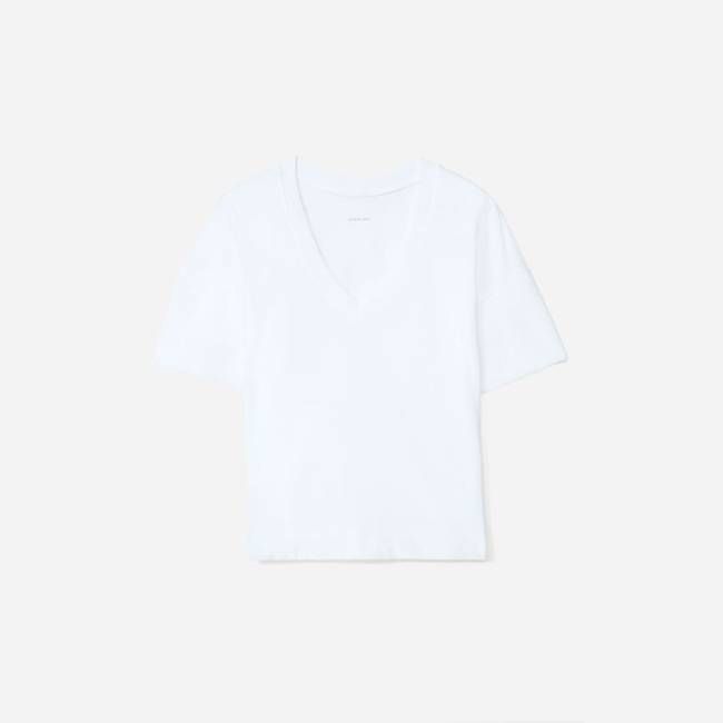 The Organic Cotton Slouchy V-Neck | White