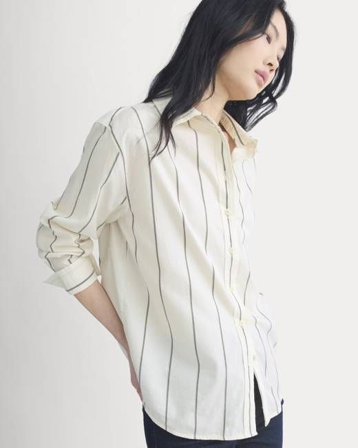 Everyday Shirt in Silky Cotton | Gardenia/Meteorite