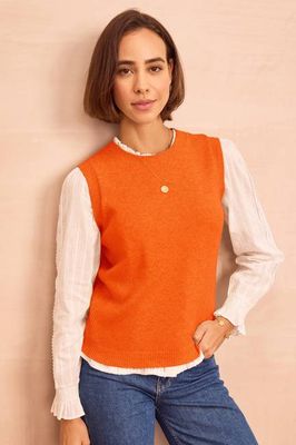 Merino Wool Knitted Short Tank | Bright Orange