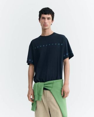 Aaron embroidered navy t-shirt