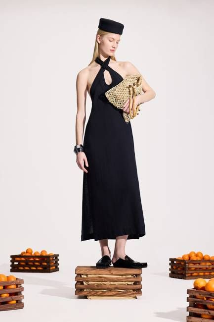 Black Linen Halter Neck Dress