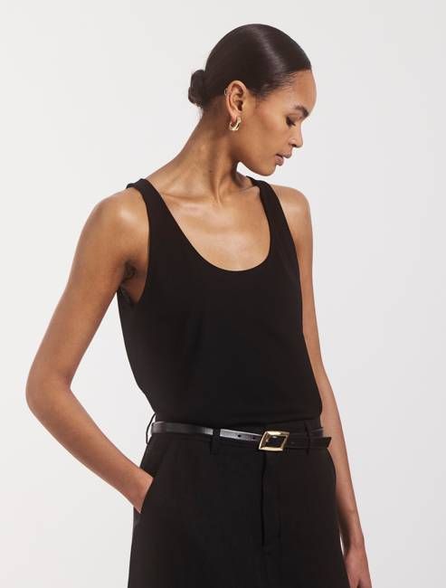 Lightweight Cotton loose Tank in Black