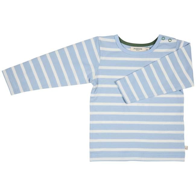 Long Sleeve T-Shirt (Breton Stripe) - Sky Blue