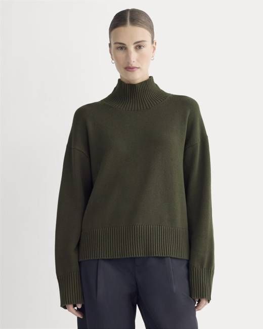 The Boxy Turtleneck in Everyday Cotton | Dark Green