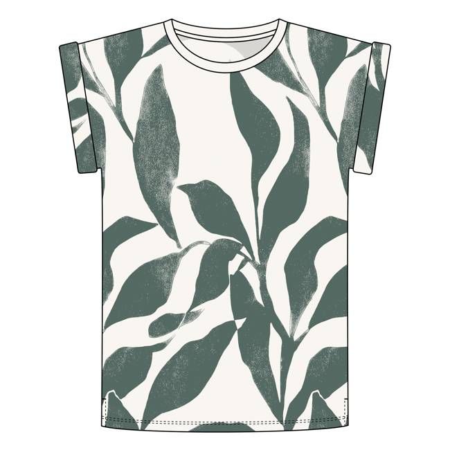 DEDICATED - T-shirt Visby Abstract Leaf Jersey Green