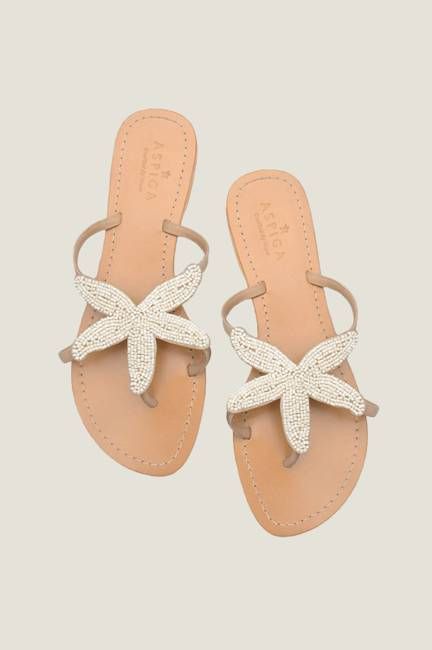Starfish Leather Sandals | White