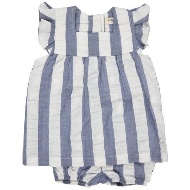 Tunic Set (Seersucker Wide Stripe) - Indigo