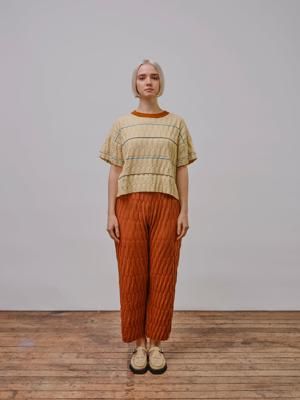 Grid Stitch Knit Wide Leg Pant - Sierra