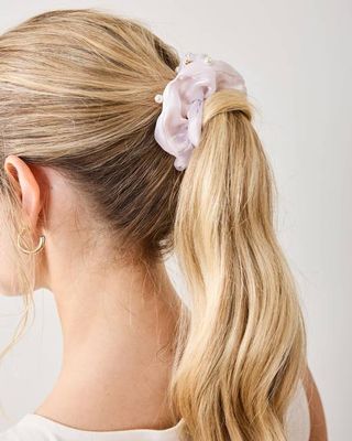 Ivory Pearl - Embellished Scrunchie