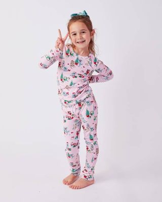 PF x The Hiltons Christmas Poodle Party - Kids PJ Set - Rose