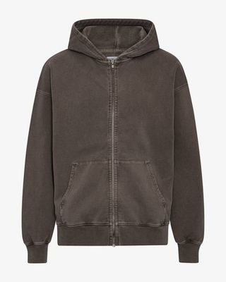 Organic Oversized Zip Hood - Faded Mud