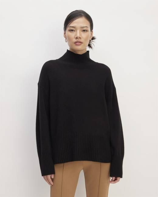 The Cashmere Oversized Turtleneck | Black