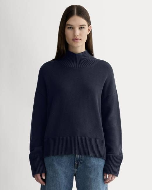 The Boxy Turtleneck in Everyday Cotton | Navy