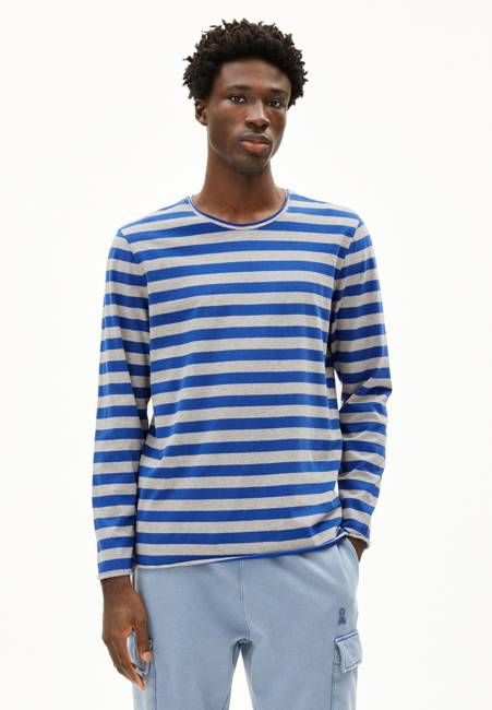 MAARKOS LS STRIPES BR| silver melange-dark wave