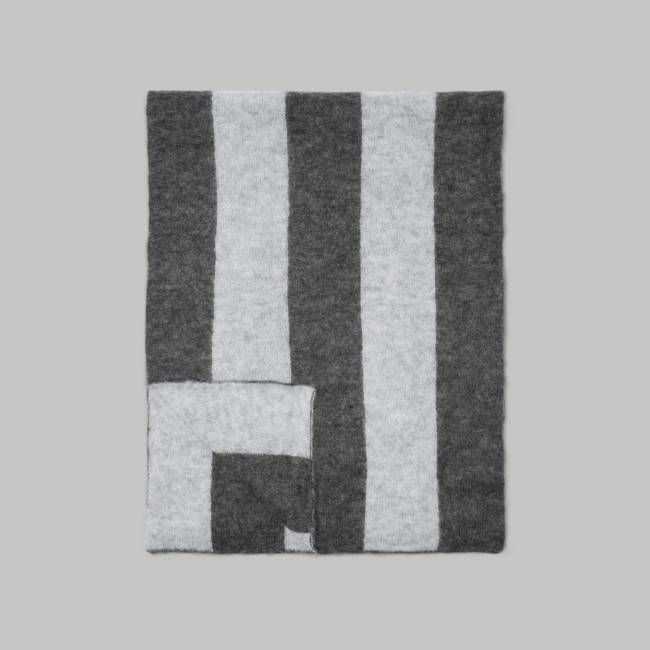 The Alpaca Patterned Scarf | Light Heather Grey / Dark Charcoal