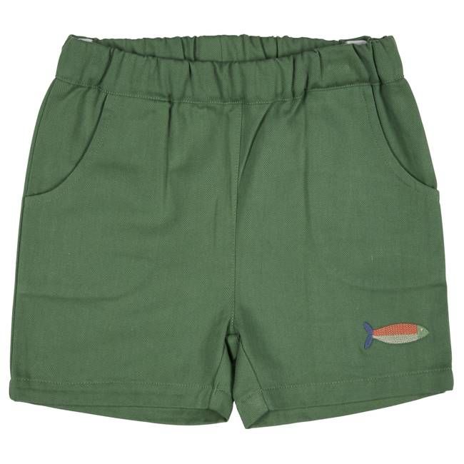 Embroidered Pull-On Shorts - Green