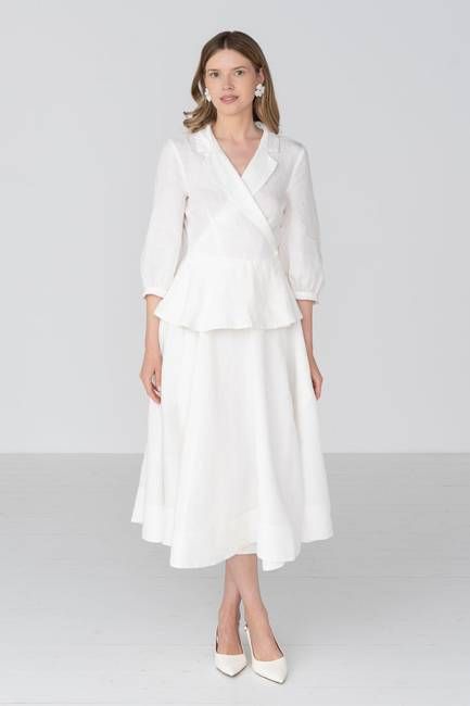 Gaia – Linen Wrap Shirt with Notch Collar