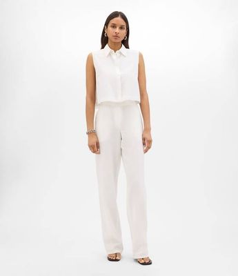Cropped Sleeveless Shirt | White