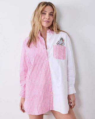 Spa Day Stripes - Everyday Buttondown Shirt - Pink Polish
