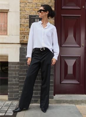 Ione Wool Blend Wide Leg Trousers