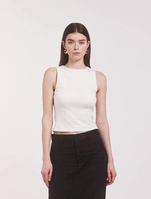 Maya Cropped Tank in Chalk White
