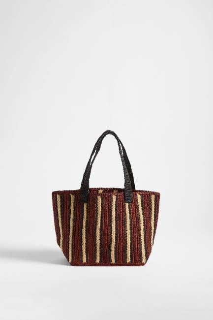 Rentrayage Small Raffia Tote Bag in Chocolate Mousse