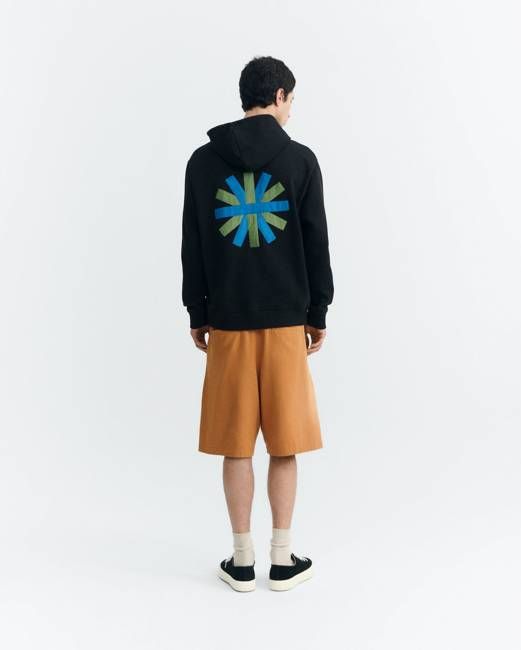 Black sweatshirt patched sun back Simon