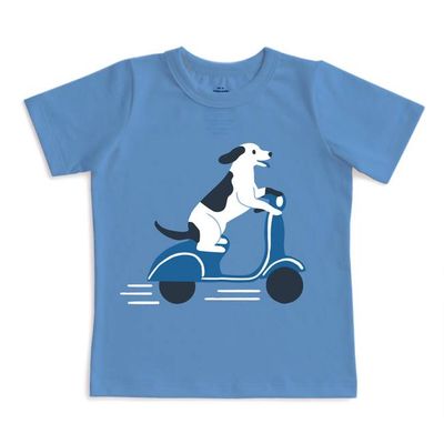 Short-Sleeve GRAPHIC Tee - Scooter Dog Lake Blue