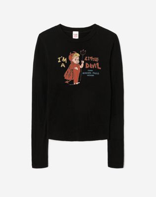 90s Baby Long Sleeve Little Devil - Washed Black