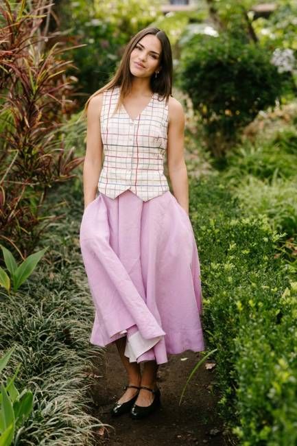 Classic – Full-Circle Linen Midi Skirt