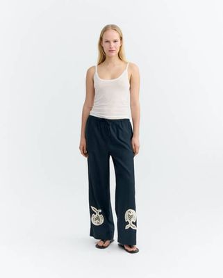 Fish Brigitte hand-embroidered relaxed pants