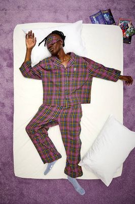 Dreamer - Brushed Cotton Pyjamas Set in Purple Grunge Check