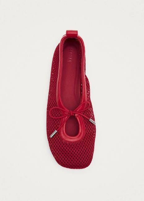 Rosalind Mesh Red Leather Ballet Flats