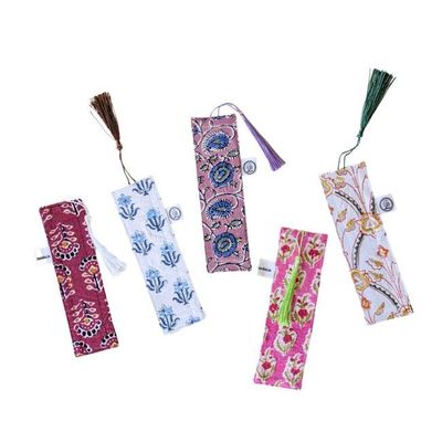 Block Printed Fabric Bookmarks with Tassel, Ethically Handmade in India