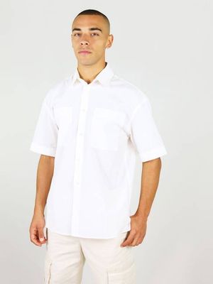 Ocean Drive Mens Relaxed Linen Shirt, Upcycled Linen, in White