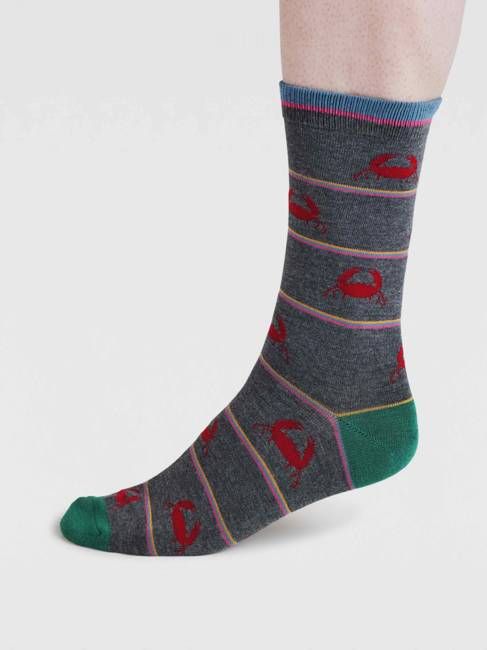 Mens Brewer Crab Bamboo Socks - Dark Grey Marl
