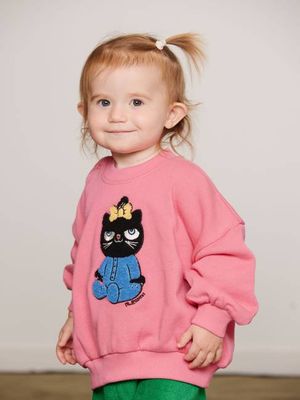 Sweatshirt aus Chenille mit Katzenmotiv