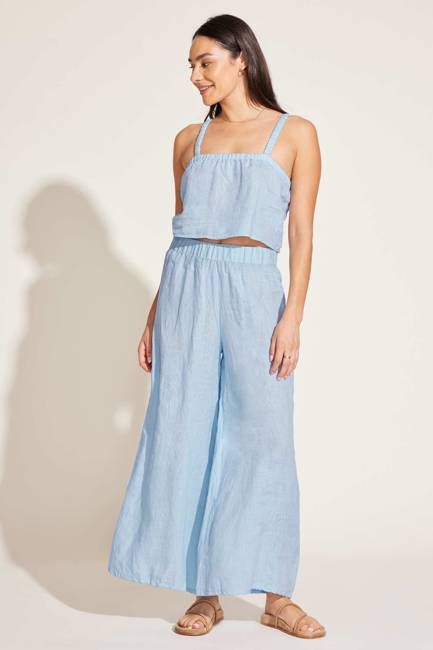 Tallows Blousy Crop Top - Celeste EcoLinen