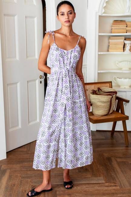 India Button Front Sundress 2 - Cora Flower Organic