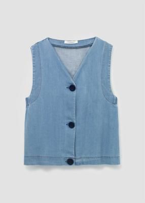 Jovie-Leigh Organic Cotton Denim Vest in Chambray Blue