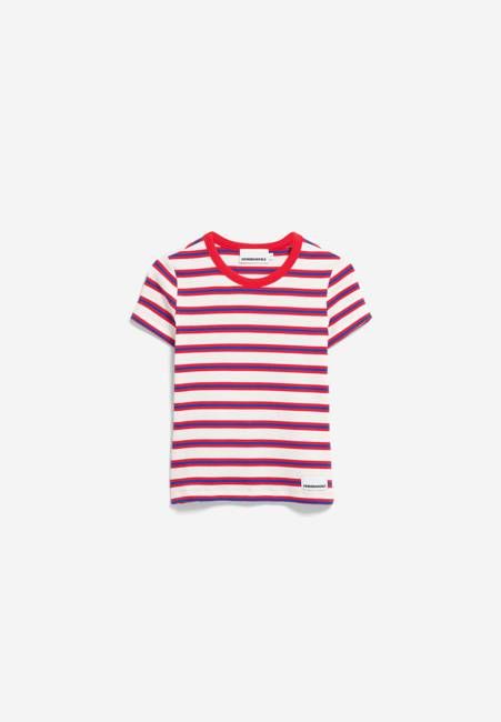 KARDAA STRIPES T-SHIRT | light oatmilk-mars red-dynamo blue